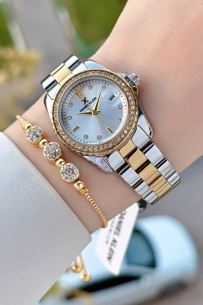 Daniel Klein Gold Gümüş Renk 30 Mm Kadın Kol Saati ve Bileklik
