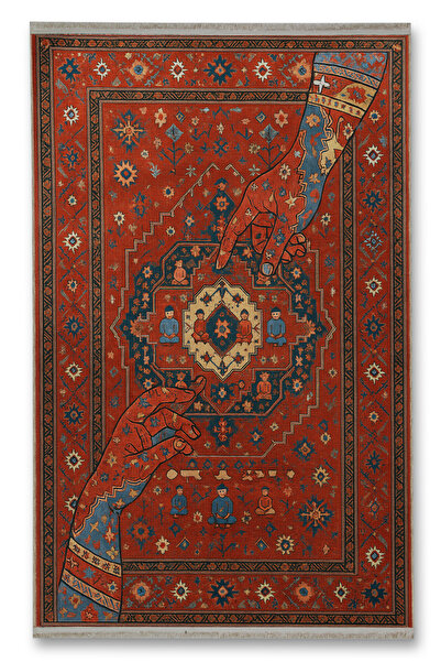 Rugs Modern Halı سجادة موسو الزخرفية ذات اللون الأحمر وقاعدة منسوجة مع تفاصيل...