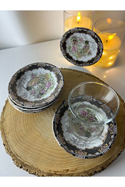 Moon Dizayn 6'lı porselen Çay Tabağı DayanıklıÇay Tabağı Tabak Bardak Altı