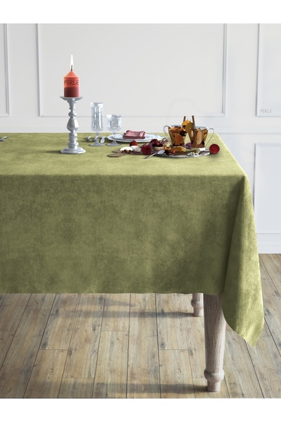 Perle Daily Series Velvet Textured Island Tea Color Tablecloth