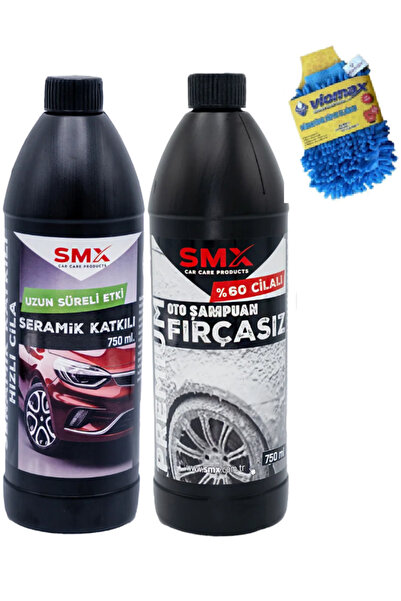 SMX Seramik Katkılı Hızlı ve Pratik Cila Cilalı Oto Şampuanı Oto Yıkama Eldiveni