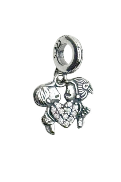 Fubena Yerli Üretim Sevgili Çift Sallantılı Gümüş Charm