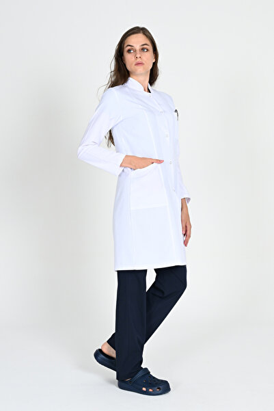 HEMİ Apron Women Long Judge Collar Doctor Nurse Teacher Apron White