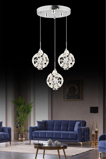 İstanbul Avize İstanbul Avize Dali 3'lü Gümüş 3 Renk Ledli Modern Led Avize