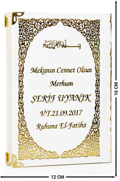 İhvan 50 ADET - İsim Baskılı Ciltli Yasin Kitabı - Çanta Boy - Beyaz - 128 Sayfa - Mevlit Hediyeliği