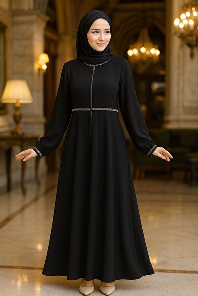 Neva Style Zippered Black Hijab Ferace 62532S