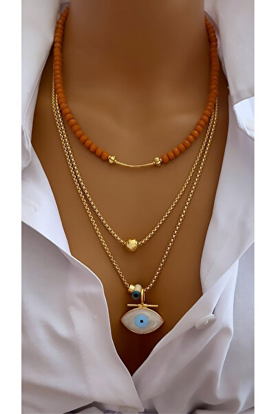 Nevaa Still Altın kaplama zincir çoklu tasarım kolye set