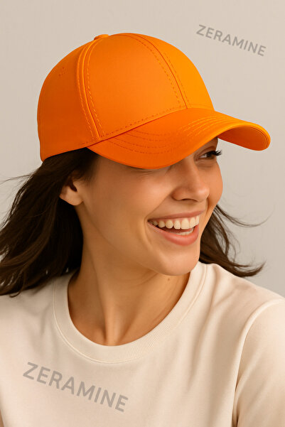 ZERAMİNE Помаранчева рівна шапка унісекс, 100% бавовна, з липучкою, регульована, для жінок і чоловіків