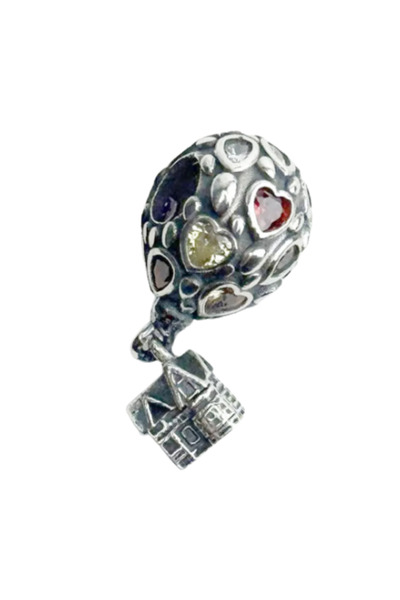 Fubena Yerli Üretim Ev ve Renkli Balonlar Gümüş Charm