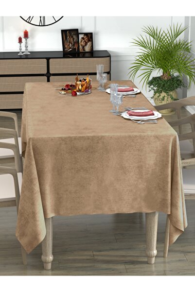 Perle Daily Series Kadife Dokulu Sahra Beji Masa Örtüsü