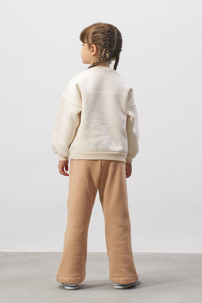 Minipodyum Heart Embroidered Leopard Patterned Girl's Top and Bottom Set