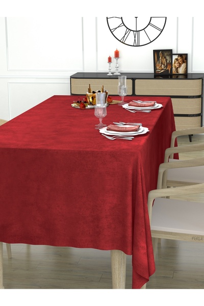 Perle Yıl Başı Konsepti Daily Series Kadife Dokulu Kırmızı Masa Örtüsü