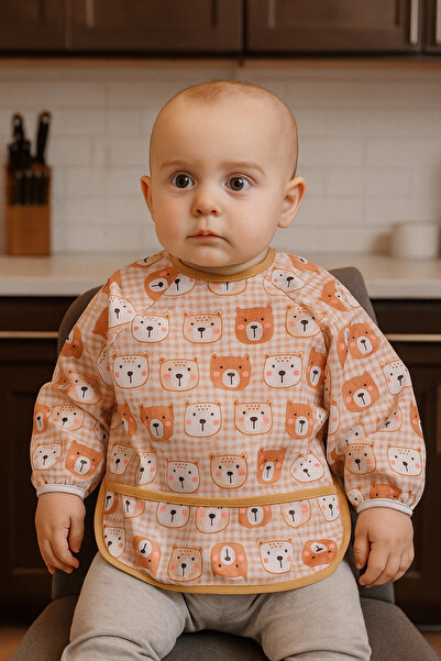 Babydonat مريلة أطفال مقاومة للسوائل ونشاطات الأطفال منقوشة على شكل دب من 6 إلى 24 شهرًا