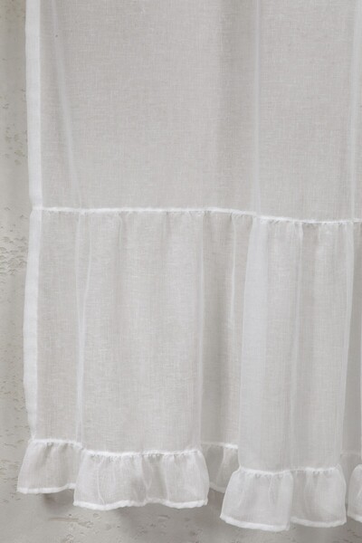 cotton maison Frilly Linen Tulle Curtain Single Sash Vintage Cornice and Rustic Match