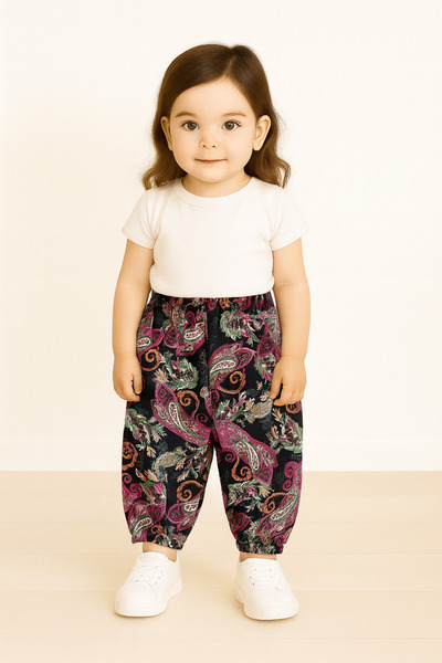EruZan Girl's Elastic Viscose Patterned Shalwar