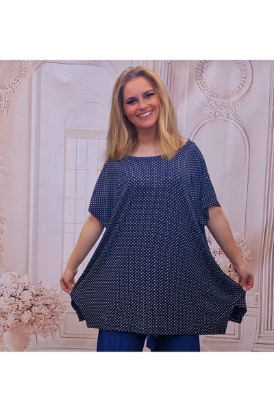 IHI LARGE SIZE LIGHTWEIGHT BLACK BLOUSE WITH POLKA DOT