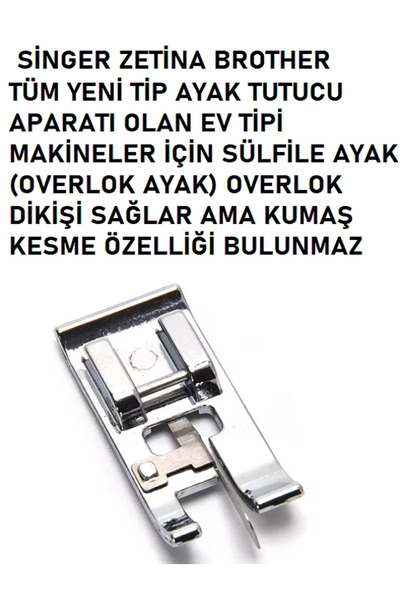Swart SİNGER ZETİNA JANOME BROTHER SURFİLE (OVERLOK) AYAK TABANI