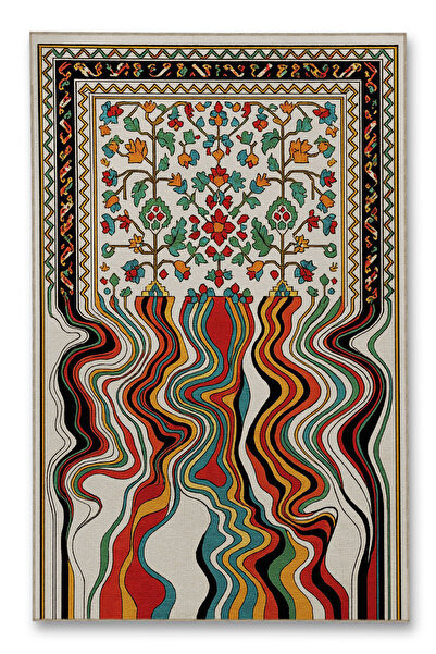 Rugs Modern Halı سجادة موسو متعددة الألوان بنمط عتيق ونقوش متدفقة وقاعدة منسو...