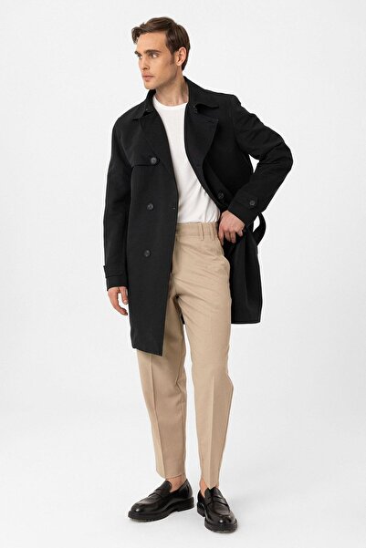 Antioch Siyah Kuşaklı Kruvaze Trençkot