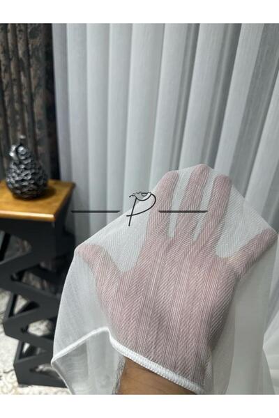 rendecioğlutekstil Tül Perde Simli Balık Sırtı Desen Ultra Dökümlü Etek Kurşun Sarımlı