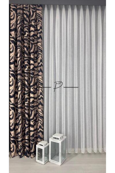 rendecioğlutekstil American Pleat Linen Tulle Curtain Ecru Color