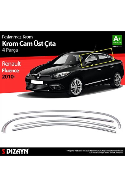 S Dizayn S-Dizayn Renault Fluence Krom Cam Üst Çıtası 4 Prç 2010-2016