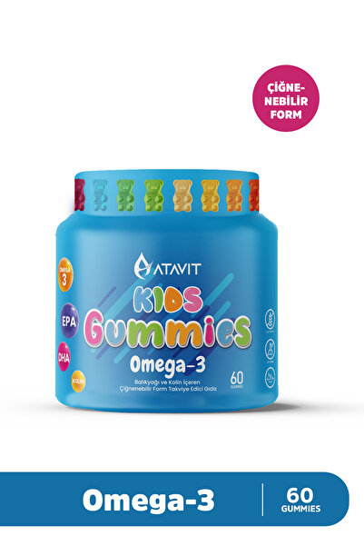 Atavit Gummies Omega-3 Balık Yağı KIDS 60 Çiğnenebilir Form