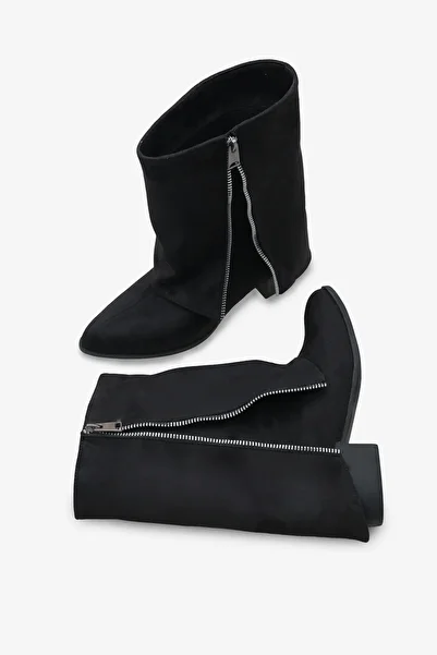 LOJO Women's Side Zipper Pointed Toe Daily Boots Volara Black Suede