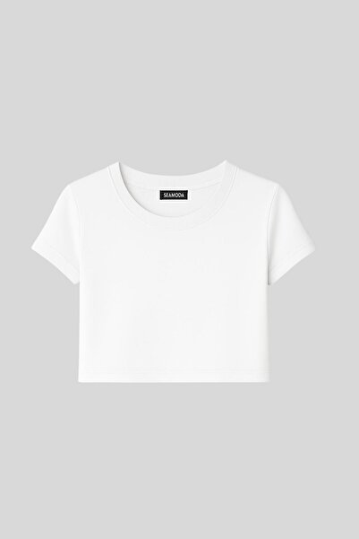 Seamoda Διπλό πακέτο Crew Neck κοντομάνικο μπλουζάκι με ραβδώσεις Salmon-Broken White