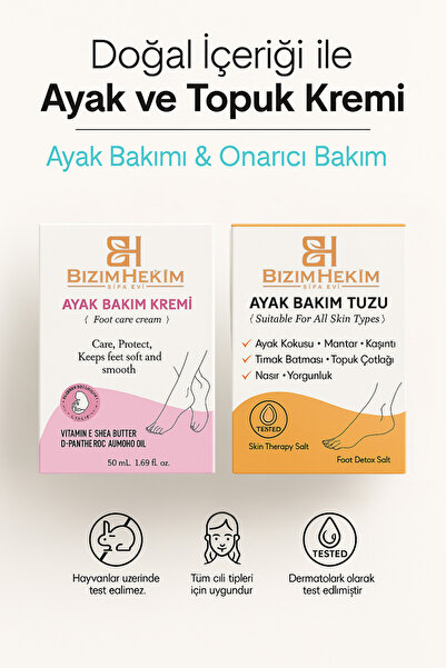 BİZİMHEKİM ŞİFA EVİ Ayak Çatlağı Topuk Dikenine Özel Besleyici Ayak Bakım Kre...