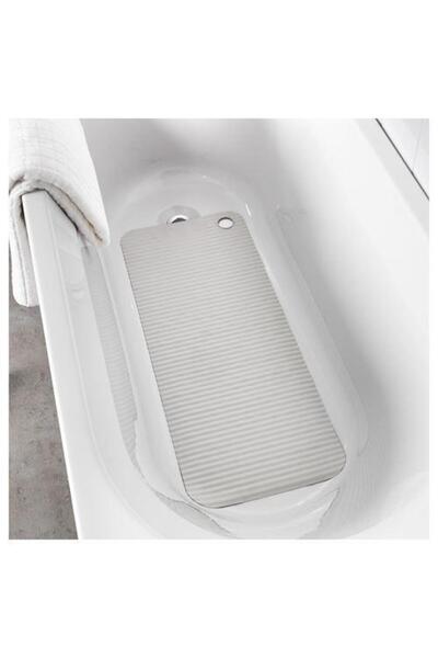 IKEA Vantuzlu Banyo Ayak Kaydırmaz Matı 33x84 cm Gri Renk Küvet-Duş İçi Kauçuk