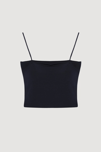 Quzu Modal Strap Crop Basic Undershirt Navy Blue