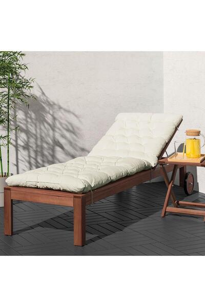 IKEA Şezlong Minderi, Bej Renk 190x60 cm Bağcıklı Minder İç-Dış Mekan