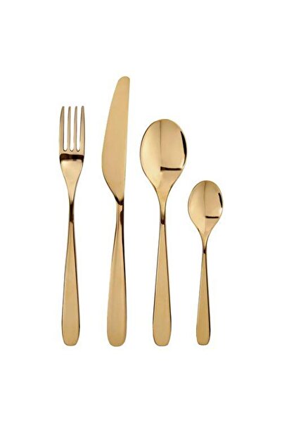 IKEA 6 lı Çatal Bıçak Kaşık Seti Gold Renk 24 Parça Paslanmaz Çelik Pirinç