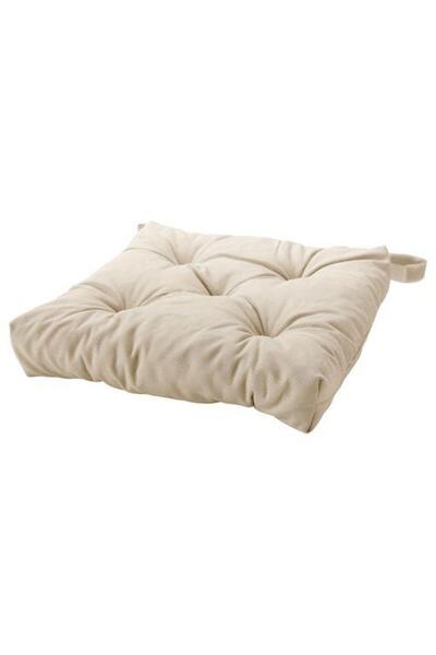 IKEA 40/35x38x7 Cm Chair Cushion Ecru With Velcro Tape