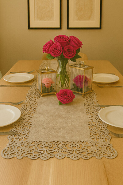 Ergüven Home Stone Color Bej Inchis din piele intoarsa Runner - 40x140 Cm Lun...