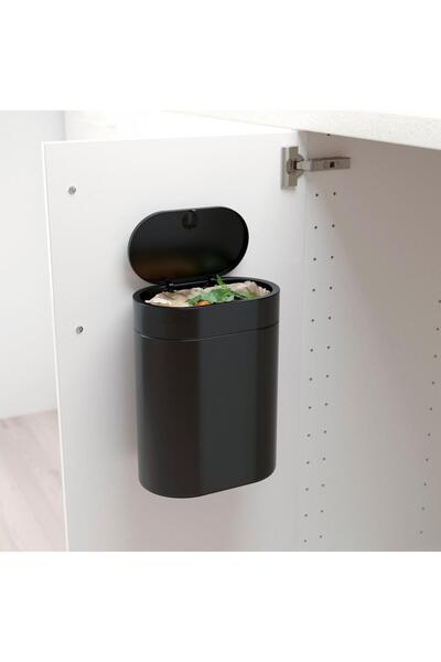 IKEA Touch Trash Can Gray, 4 Lt, Stainless Steel Meridyendukkan Black