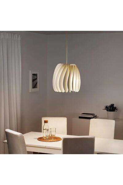 IKEA Sarkıt Lamba Salon Lambası SKYMNINGEN Beyaz Renk 40 cm Kavisli Türbin Modern Lamba