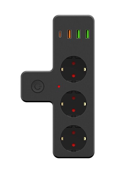 Zoli 2500W Akım Korumalı 3 Prizli,3Usb Ve 1 Type-c Pd 20w Bağlantılı Duvar Tipi Priz Beyaz