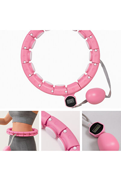 Leyaton Akıllı Hula Hoop Çemberi 24 Bölüm Parça Mor Renk Fitness Spor Egzersiz Halkası Sayaçlı