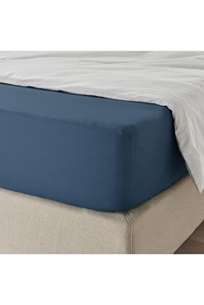 IKEA Double Elastic Bed Sheet Dark Blue Color MeridianDukkan 160x200 Cm Cotton-Liyosel
