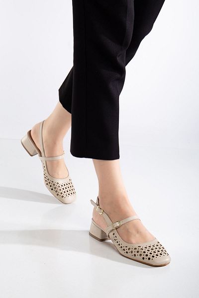 MaskButik Ceyla Heeled Beige Skin Shoes