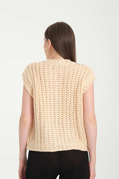 İLKCET MODA Велосипедний комір, м'яка тканина, кишені, ґудзики, трикотажний жилет