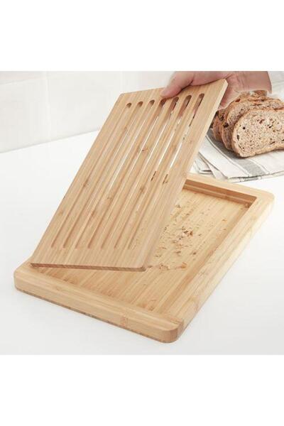 IKEA لوح تقطيع من الخيزران مقاس 37 × 24 سم مع صينية لوح تقطيع للعرض