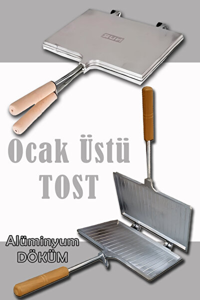 BERMİRA Home Collection Bermira Alüminyum Ocak Üstü Kamp Tost Makinası 24x18 Cm
