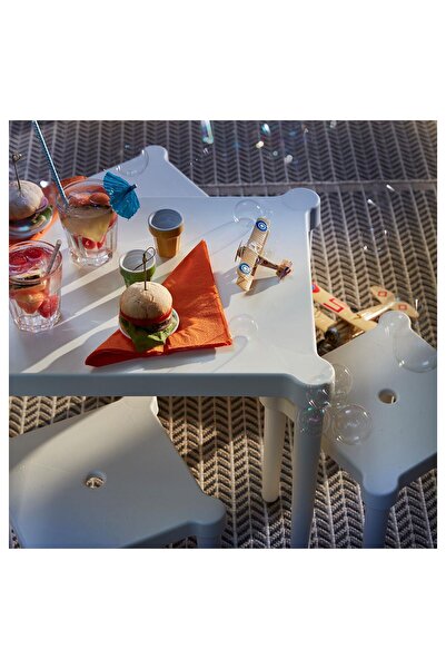 IKEA Çocuk Oyun Masası,Dikdörtgen Beyaz Renk 58x42x43 cm İç-Dış Mekan Kullanımı Çocuk Masa