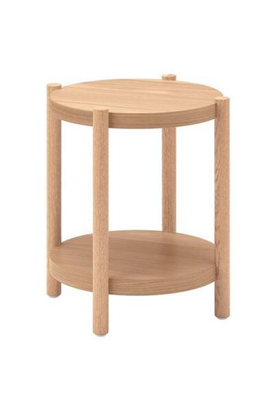 IKEA 2 Katlı Yan Sehpa Düzenli -Havadar Tasarım 50 Cm Meşe Kaplama