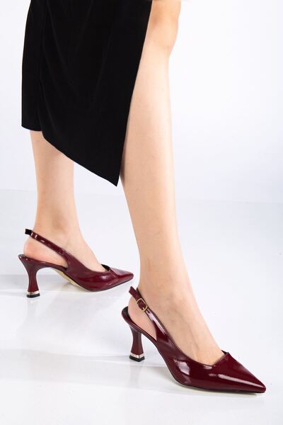 MaskButik Burgundy Nomi Heeled Patent Leather Shoes