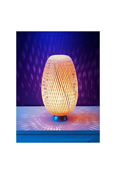 IKEA Bambu Natural Abajur 40 Cm Bambu Örgü Oval Abajur