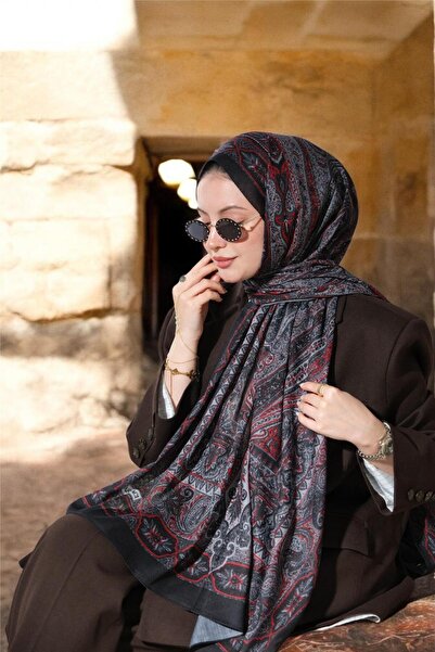 Baştacı Baştaci Soft Ethnic 0181 Dark Gray Shal